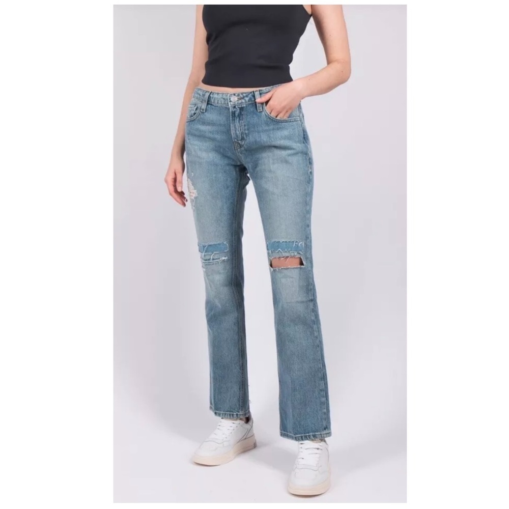 Frame | The Low Boot Low Rise Bootcut Distressed Patch Jeans | 28